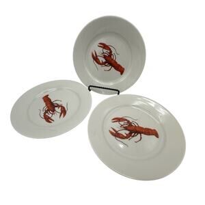 Johann Seltmann Vintage 1960s Bavarian Lobster Plate Set/3 Made in W. Germany